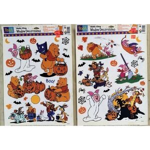 VTG Disney Classic Winnie The Pooh Halloween Window Clings Tigger Piglet Eeyore
